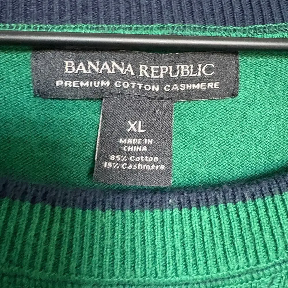 VTG Banana Republic Kelly Green Cashmere blend Sweater Mens XL Oldmoney